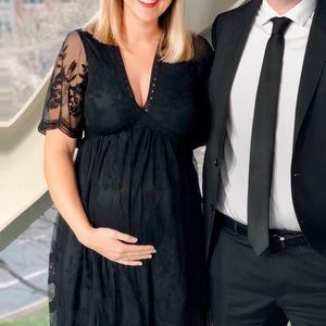 Black lace maternity gown/floor length dress
